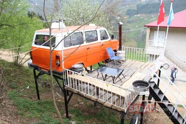 Trabzonlu baba kızlarına minibüsten ev yaptı