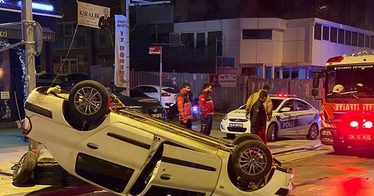Maltepe’de feci kaza! Otomobil takla attı: 2 yaralı
