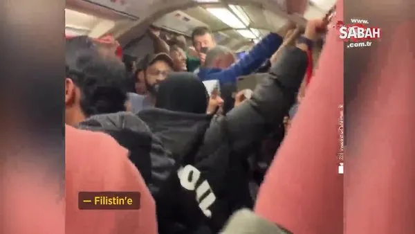 Londra metrosunda İsrail soykırımına isyan: 'Özgür Filistin' sloganını hazmedemediler!