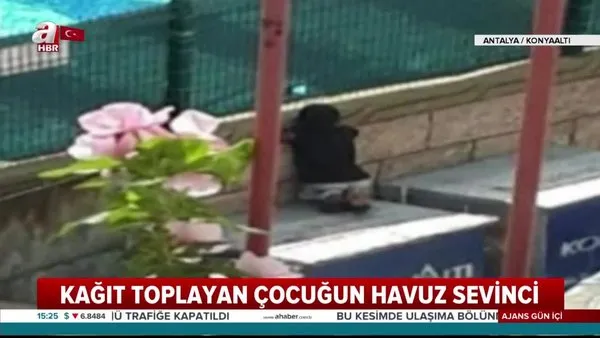 Antalya'da, sitenin havuzundaki çocukları izleyen kağıt toplayıcısı çocuğu Konyaaltı Belediyesi havuzda ağırladı | Video
