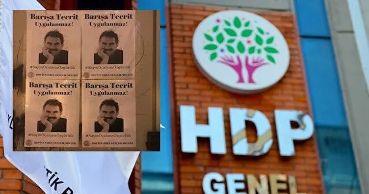 HDP’liler İstanbul’da teröristbaşı Öcalan’ın afişlerini asarak özgürlük çağrısı yaptılar!