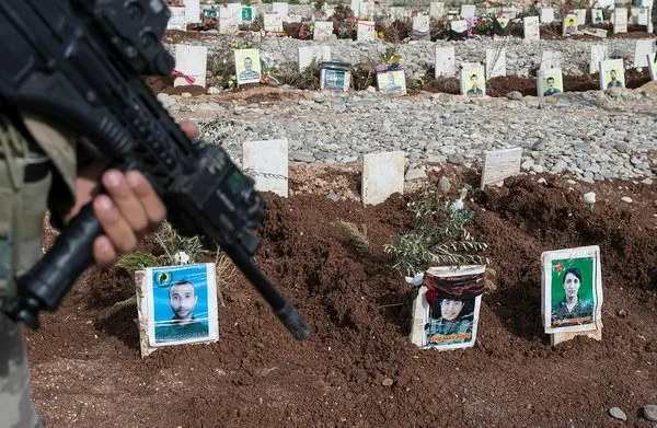 Afrin'de teröristlerin bulunduğu mezarlık görüntülendi! İşte o terörist mezarlığı