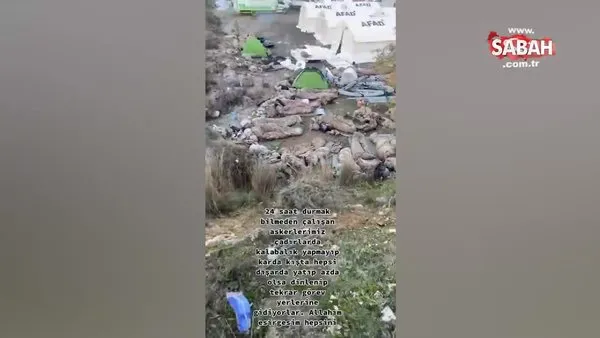 Mehmetçik'ten duygulandıran fedakarlık! Çadırları depremzedeler kullansın diye uyku tulumlarında uyuyorlar | Video