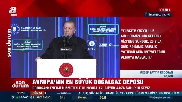 Silivri doğalgaz depolama tesisi açıldı! Başkan Erdoğan: 