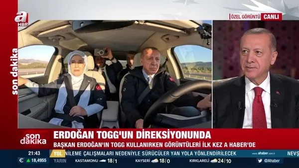 Son Dakika: Başkan Erdoğan TOGG'un direksiyonunda! O görüntüler ilk kez A Haber ekranlarında yayınlandı | Video