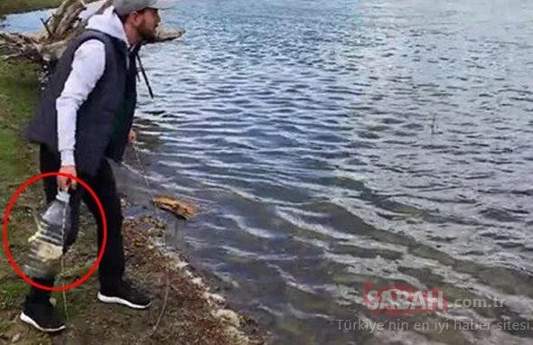 İlginç balık tutma yöntemi! Kurduğu tuzak ile...