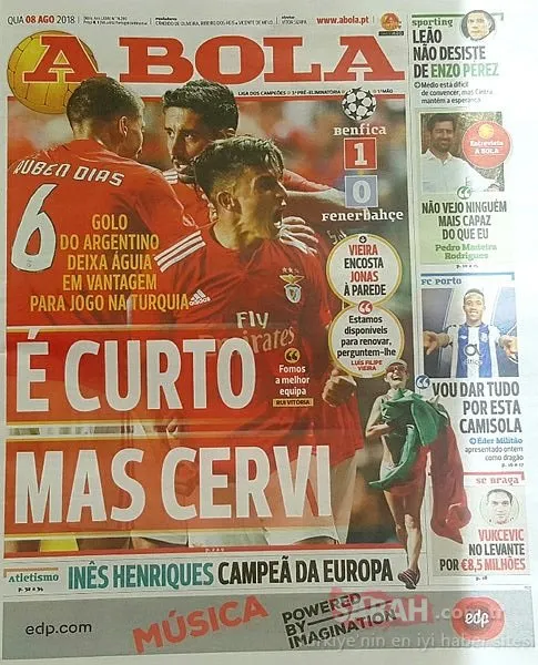 Benfica-Fenerbahçe maçı Portekiz basınında