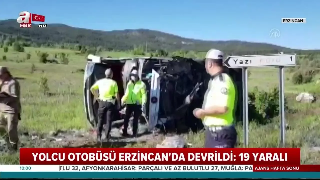 Erzincan Da Yolcu Otobusu Devrildi 19 Kisi Yaralandi Video Videosunu Izle Son Dakika Haberleri