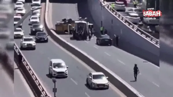 Ankara'da korkunç kaza! Hafriyat kamyonu alt geçide düştü | Video
