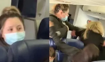 Kadın yolcu uçakta dehşet saçtı: Yumruklu saldırı anbean görüntülendi