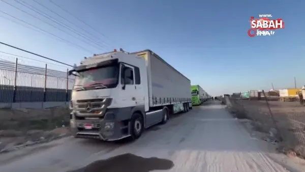 Gazze Şeridi’ne insani aranın ardından 100 tırlık ilk yardım konvoyu giriş yaptı | Video