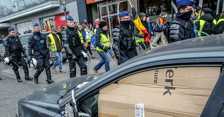 Sarı yelekliler Brüksel’de gösteri düzenliyor