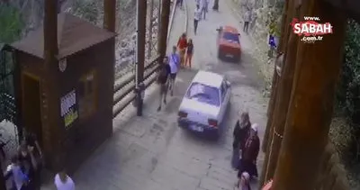 Jandarma personelinin babasının omzundan düşen çocuğu havada yakalama anı kamerada | Video