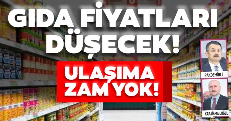 Gıda fiyatları düşecek, ulaşıma zam yok
