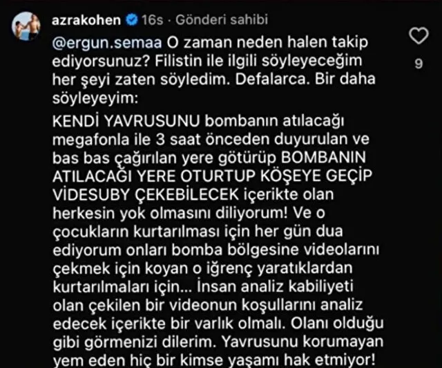 Sözde yazar Azra Kohen’den skandal ’Filistin’ sözleri: Çocuklarını bombaların atılacağı yerlere bilerek götürüyorlar