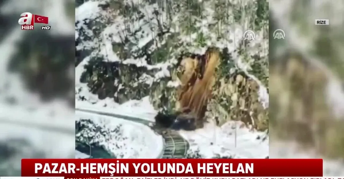Pazar Hemsin Yolunda Heyelan Toprak Kaymasi Boyle Goruntulendi Video Videosunu Izle Sabah Tv