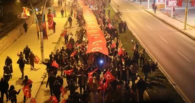 Ağrı’da Cumhuriyet’in 100. yılı coşkusu: Vatandaşlar 150 metrelik dev bayrakla yürüdü
