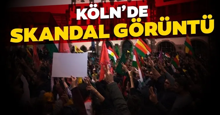 Almanya Köln’de skandal görüntü! PKK’lılar YPG flamaları ile eylem yaptı