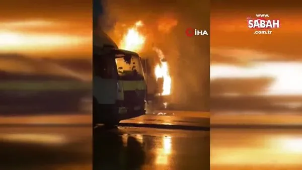 Pendik'te kamyonun alev alev yandığı anlar kamerada | Video