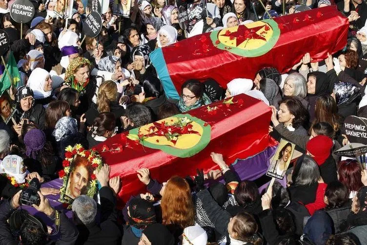 Üç PKK’lının cenaze töreninden görüntüler
