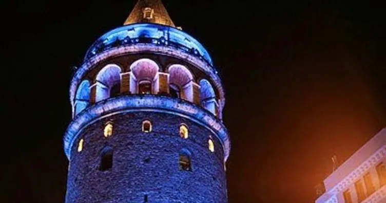 Galata Kulesi Dünya Çocuk Hakları Günü’nde mavi renkle ışıklandırıldı