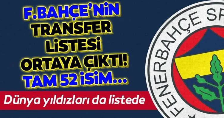 İşte Fenerbahçe’nin transfer listesi! Tam 52 isim...