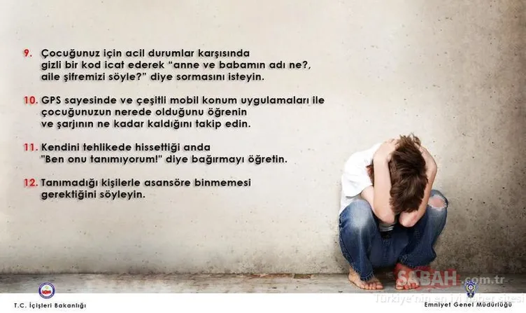 Emniyet'ten anne ve babalara 12 maddelik uyarı