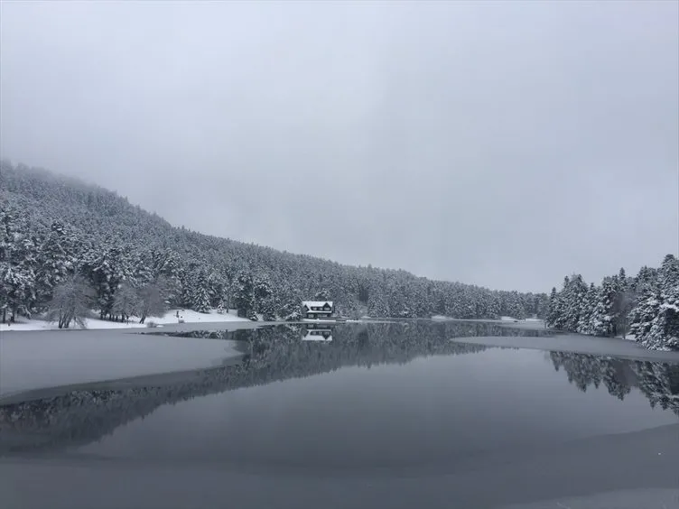 Bolu’daki göl buz tuttu