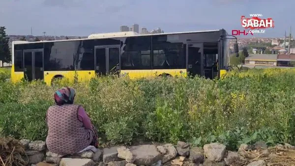 Sultangazi'de İETT otobüsü araziye uçtu | Video