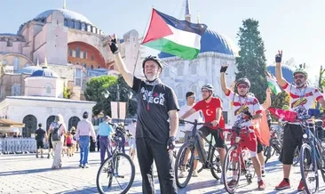 Sumud Filosu’na bisikletli destek