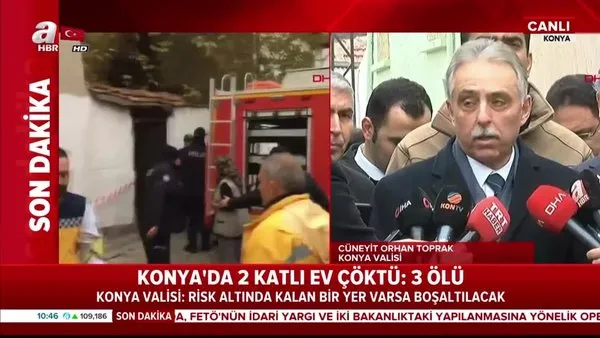 Konya'da 2 katlı ev çöktü! 2'si çocuk 3 kişi hayatını kaybetti