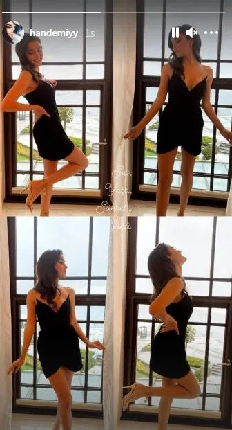 Hande Erçel süper mini siyah elbisesiyle sosyal medyada ortalığı kasıp kavurdu! Güzel oyuncunun ‘Sev yaşa şükret günü’ kafa karıştırdı!
