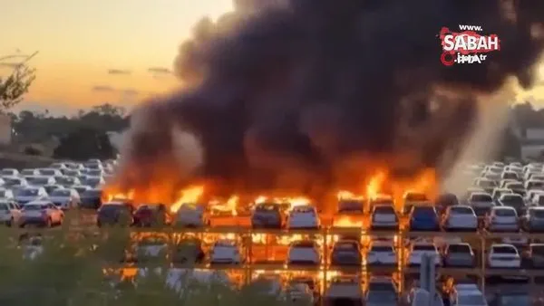 Fransa’da korkutan görüntü! Göstericiler park alanındaki onlarca aracı ateşe verdi | Video