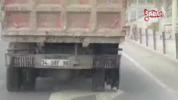 İstanbul Zeytinburnu'nda arka tekerinin biri olmayan kamyon tehlikeye davetiye çıkardı!