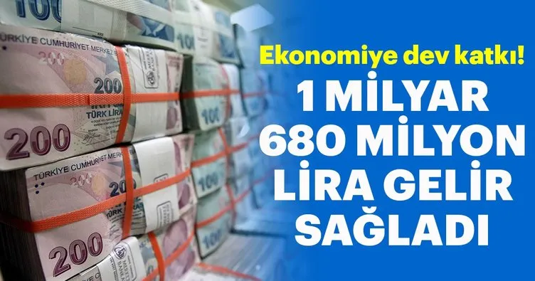 Ekonomiye dev katkı! 1 milyar 680 milyon lira gelir sağladı...