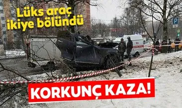 Rusya’da ağaçlara çarpan araç ikiye bölündü: 2 ölü