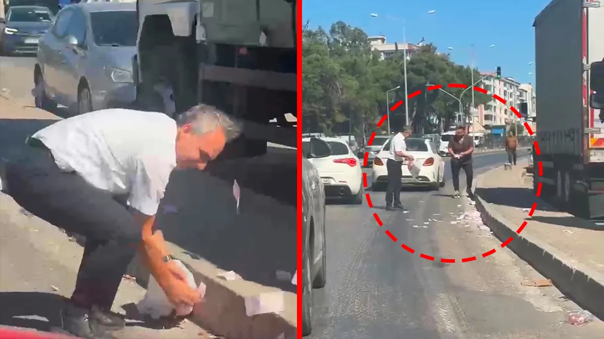 İzmir’de film sahnelerini aratmayan olay! Deste deste paralar yola saçıldı: Vatandaşlar arabalarından inip… İzmir’de film sahnelerini aratmayan olay! Deste deste paralar yola saçıldı: Vatandaşlar arabalarından inip…