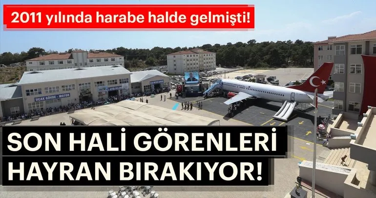 Lise bahçesindeki yolcu uçağını Bakan Çavuşoğlu açtı