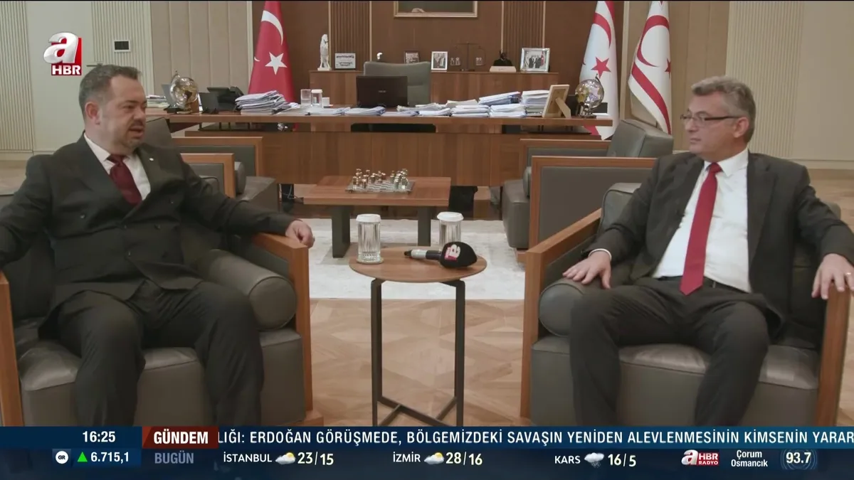 KKTC Cumhurbaşkanı Erhürman’dan A Haber’e özel röportaj: İsrail gibi çocuk öldüren bir devletle muhatap olmam videosunu izle KKTC Cumhurbaşkanı Erhürman’dan A Haber’e özel röportaj: İsrail gibi çocuk öldüren bir devletle muhatap olmam videosunu izle