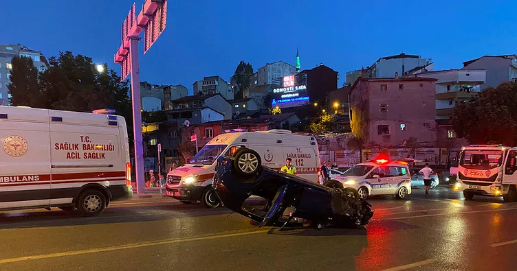 Şişli’de takla atan otomobil ters döndü