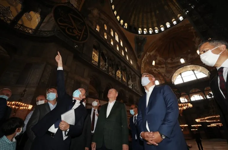 Son dakika: Başkan Erdoğan Ayasofya'da incelemelerde bulundu