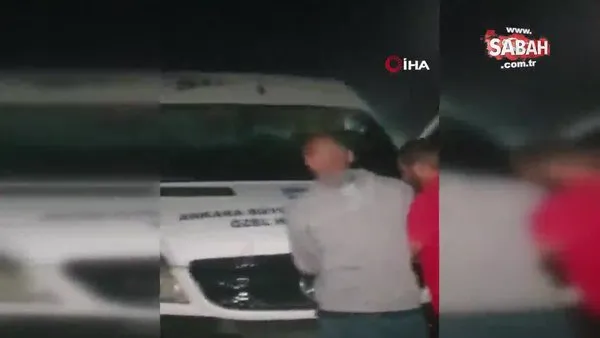 Haymana'da yanan midibüsü vatandaşlar söndürdü | Video