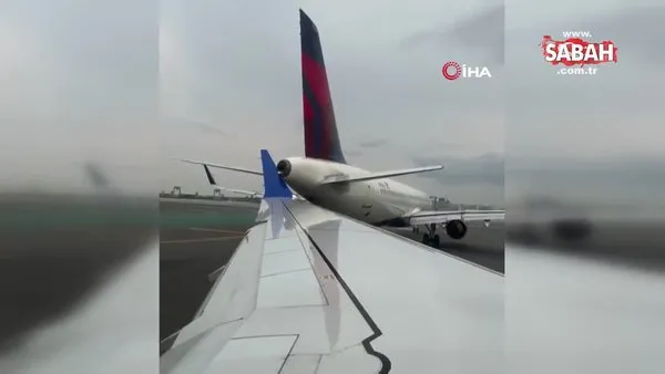 ABD’de yolcu uçağı, diğer uçağın sol kanadına çarptı | Video