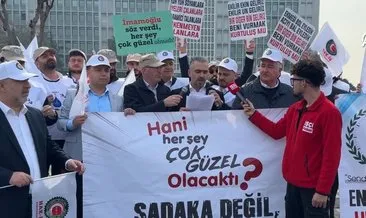 İBB yönetimine düşük zam protestosu: Sadaka değil zam istiyoruz