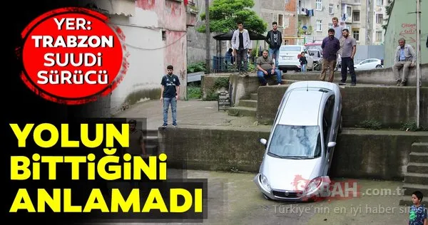 Şaşkın sürücü 3 metrelik duvardan bahçeye düştü