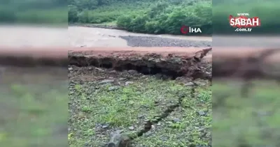 Heyelan anı kamerada...İstinat duvarı böyle çöktü | Video