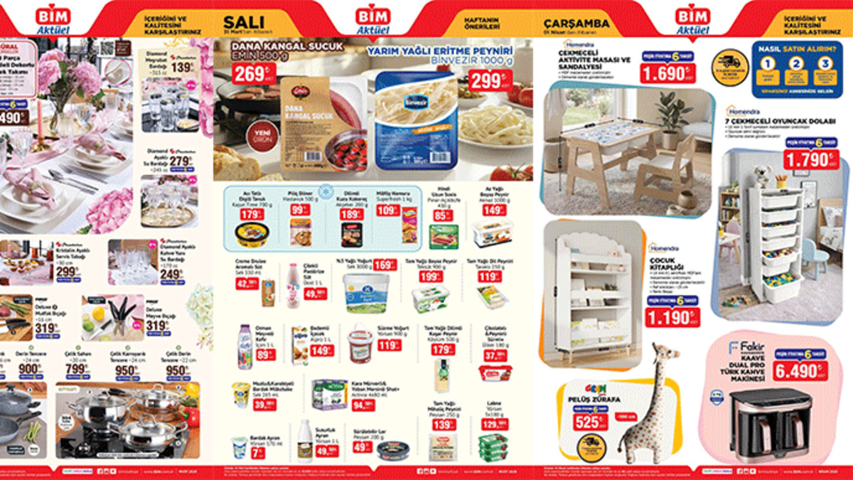 BİM 31 Mart , 1-3 Nisan katalogları çıktı! Bu hafta BİM’de neler var? Uygun fiyatlı oyuncak dolabı geliyor!