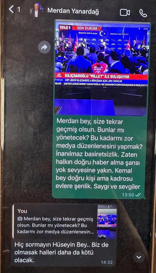 Hüseyin Gün’den Merdan Yanardağ’a talimat! Whatsapp mesajları ortaya çıktı! Baskı kurun! o vasıfsızlar görevden alınsın