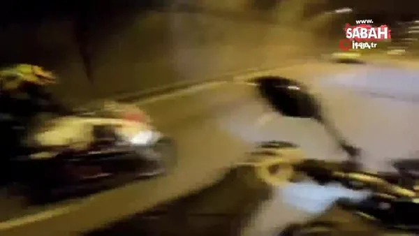 İstanbul Dolmabahçe Tüneli’nde motosikletle 'drift' yapmaya çalışan trafik magandası böyle kaza yaptı!