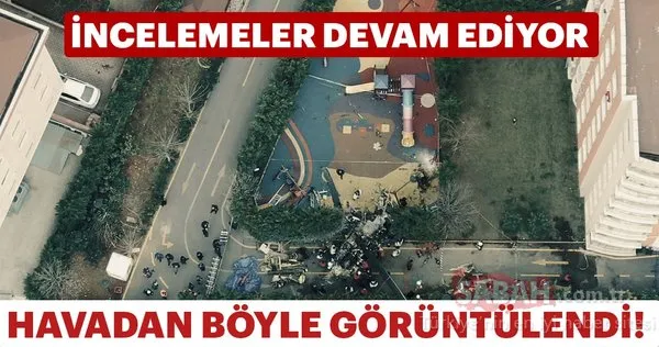 Çekmeköy'de kaza kırım ekibinin çalışması havadan fotoğraflandı